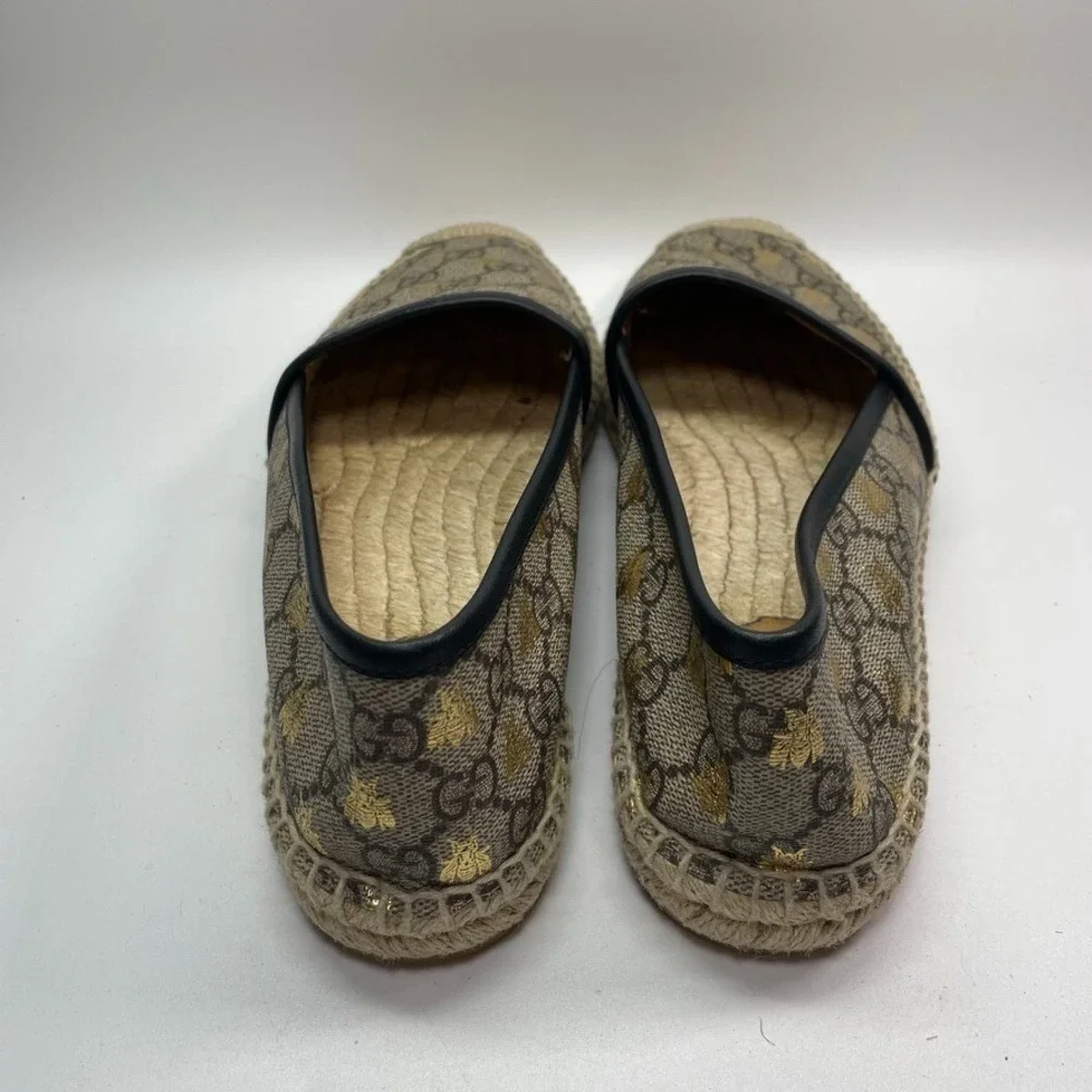 Authentic Gucci Pilar GG Bee Canvas‎ espadrilles 40 Great Condition